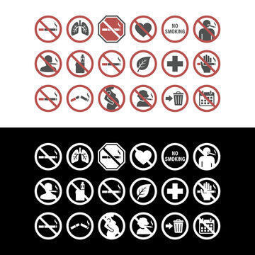 No Smoking Warning Signs Symbols.
