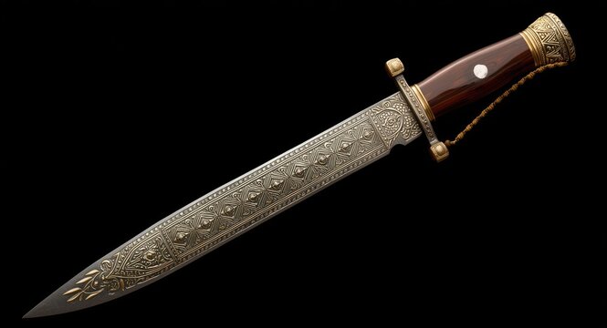 Traditional Gurkha kukri knife displayed with detailed Nepalese craftsmanship on isolated background