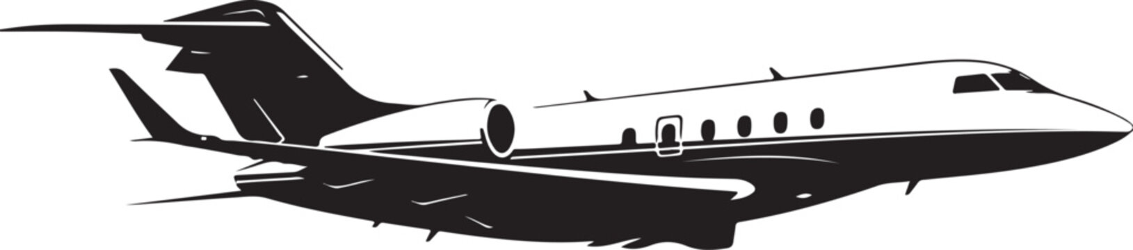 Private Jet, Luxury Airplane, Corporate Aircraft, White Background Vector Illustration