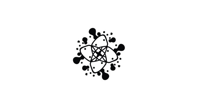 Abstract organic symmetrical design with scattered dots on white background