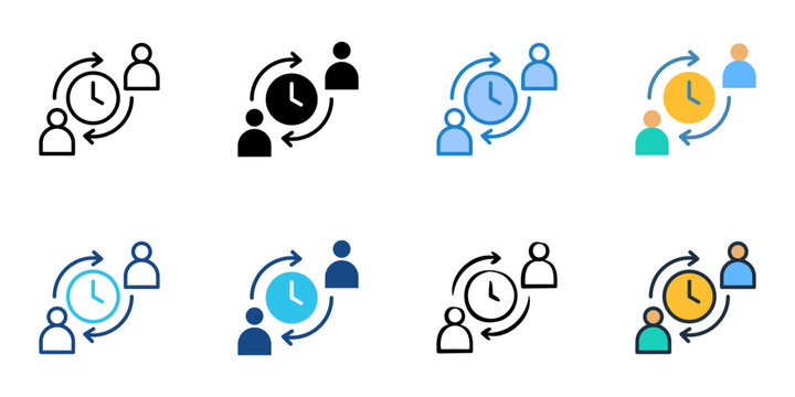 Shift schedule icons set multiple style collection. Editable stroke 
