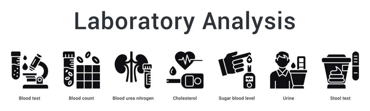 Laboratory analysis banner web icon processes blood and specimen tests for comprehensive metabolic health evaluation.