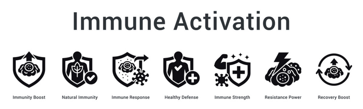 Immune activation banner web icon enhances natural immunity through boosting response mechanisms and recovery acceleration.