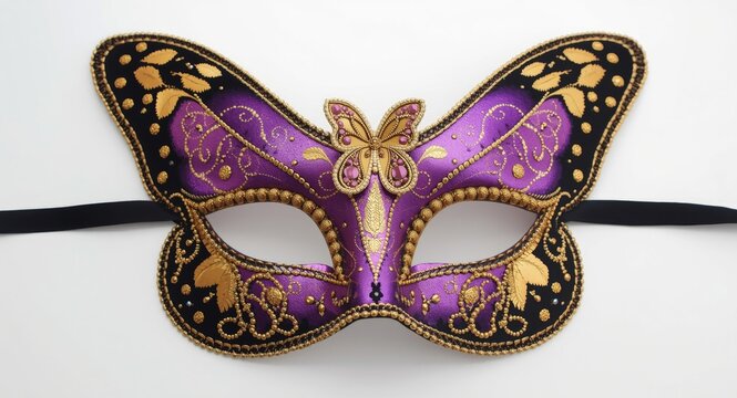 Luxurious butterfly masquerade mask with golden details for celebrations