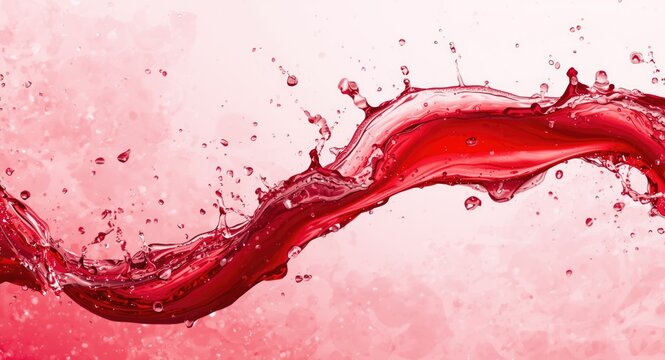Vibrant juice splash with swirling red liquid and sparkling droplet flow