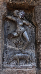 Fototapeta premium Close Up of Yogini Sculptures, Chausath Yogini Temple Hirapur, Bhubaneshwar, Odisha, India