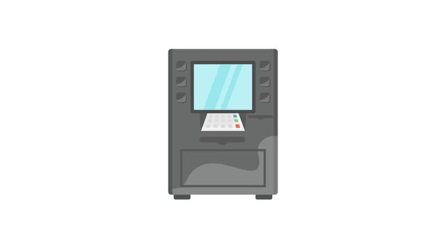 A functional ATM machine equipped with a display screen and a keypad for banking services.