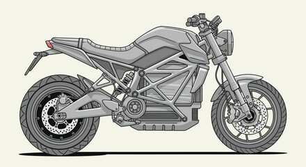 Naklejka premium Modern motorcycle with sleek design features.