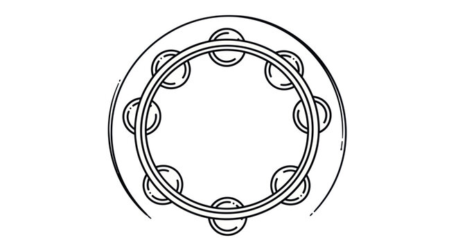 Tambourine musical instrument closeup view.