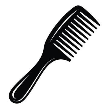 Black silhouette of a widetooth comb for hair styling and grooming tools icon