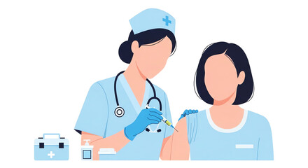 Obraz premium Nurse administering vaccine to patient.
