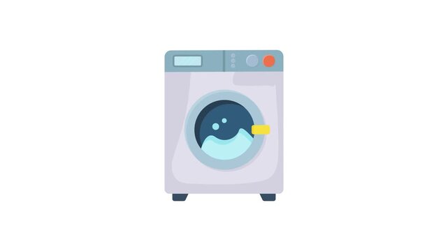 A washing machine with a cheerful smiley face inside, adding a playful touch to the laundry room.