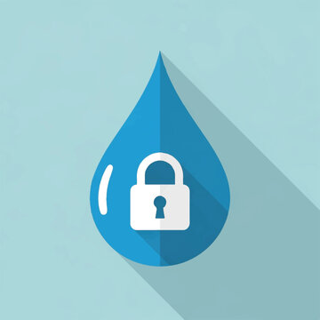 Water Drop with Lock Icon.