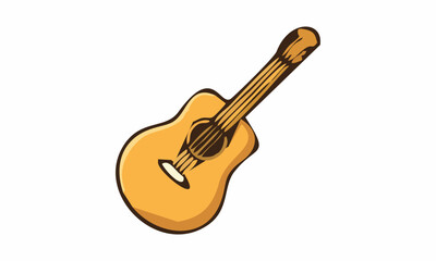 Fototapeta premium line art color of guitar cartoon illustration