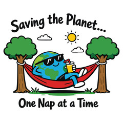 Fototapeta premium Cute Funny World Environment Day Cartoon Earth Vector T-Shirt Design