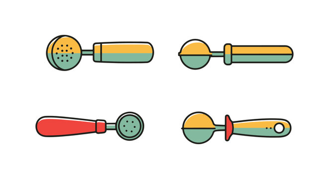 Melon Baller Line art vector simple abstract color shapes