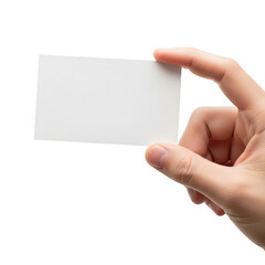 Obraz premium A person holding a blank white business card in their fingers