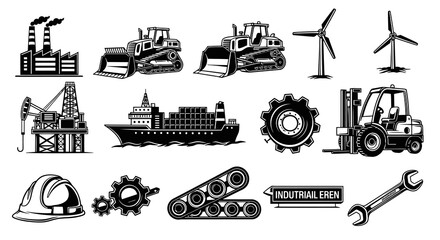 Obraz premium Heavy Industry Construction and Power Generation Symbols