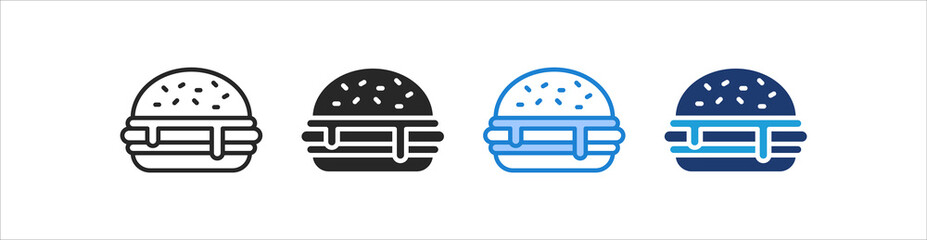 Fototapeta premium Burger Icon Set Multiple Style Vector Collection