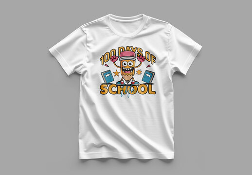 100 Days of School Cute Pencil Cartoon T Shirt Design