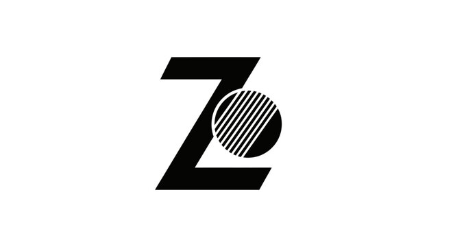 Abstract geometric design with black letter z and striped circle element