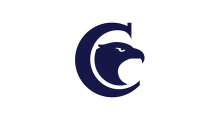 Obraz premium Abstract letter c with eagle head design corporate symbol on white