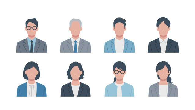 Set of faces of business people