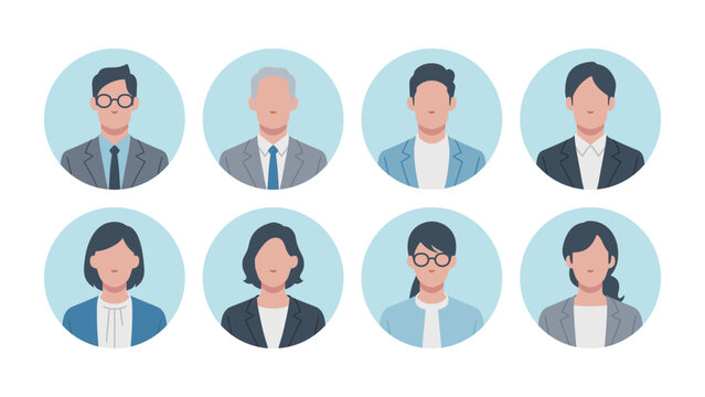 Set of business person user icons	
