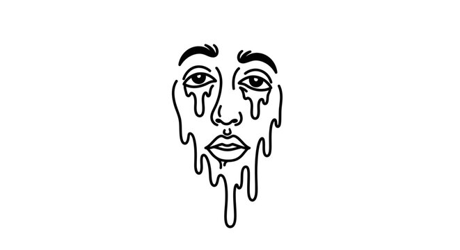 Melting face illustration with tears.