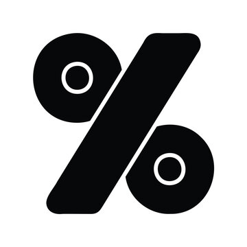 Bold black and white percentage sign representation for finance and promotion