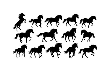 Fototapeta premium Dynamic Silhouette Horses in Various Poses