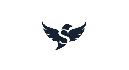 Obraz premium Elegant bird logo design with letter s symbolizing freedom and flight