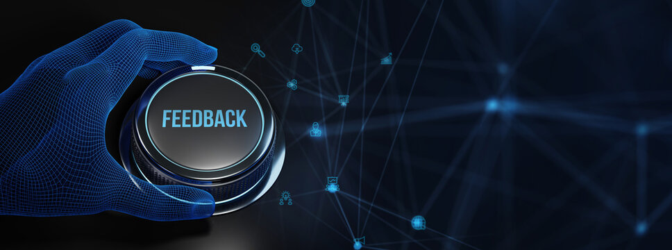 Feedback concept, user comment rating of company online, writing review diagram, reputation management. 3d illustration