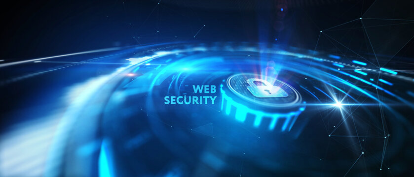 Web security. Cyber security, computer data encryption and internet protection. 3d illustration