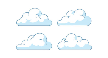 Obraz premium Four light blue cartoon clouds arranged in a square formation on a white background