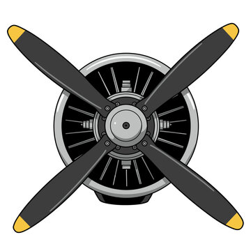 Airplane propeller with four blades.