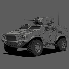 Obraz premium Military Armored Vehicle with Turret Gun.