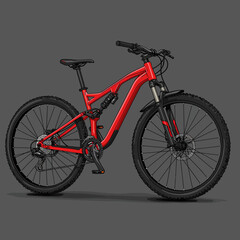 Obraz premium Red Mountain Bike with Black Wheels.