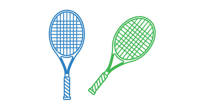 Two tennis rackets one blue and one green displayed side by side as icons