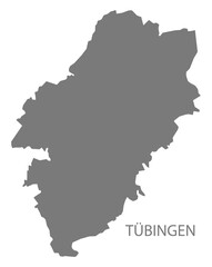 Obraz premium Tübingen city map with boroughs grey illustration silhouette shape