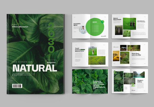 Clean Natural Green Magazine Template