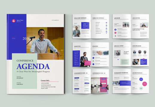 Conference Agenda Brochure Template Layout