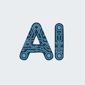 Blue circuit board AI logo design with electronic patterns