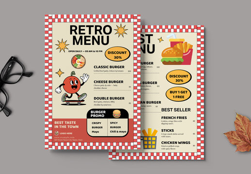Retro Burger Menu Flyer Design