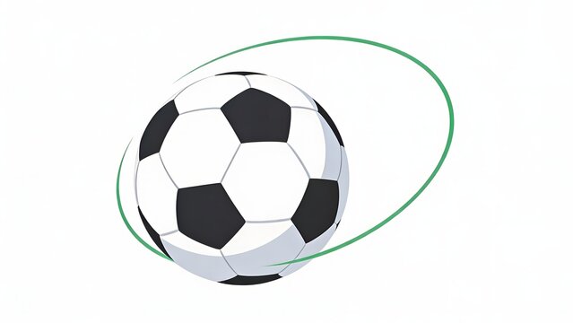 Football ball looping trajectory path showing spin or trick shot.