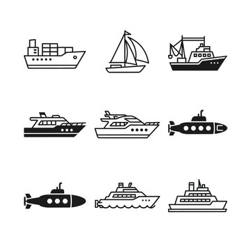 Collection of various boat types.