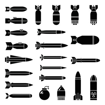 Collection of various missile silhouettes.