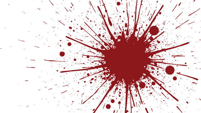 Crimson splatter a dramatic blood splatter pattern against a white background