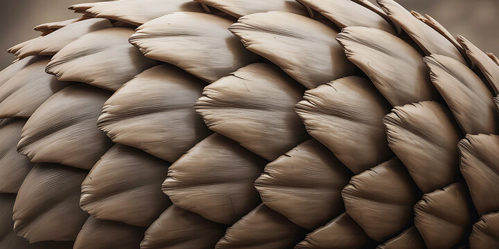 Closeup of overlapping scales on a pangolins body in a natural setting