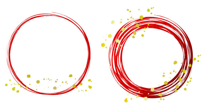 Japanese-style hand-drawn ink brush for logo frames 　isolated.